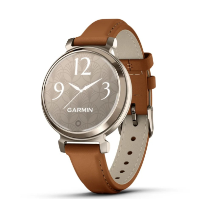 Garmin Lily 2 Active 38 mm Cream Gold / Tan Leather Band